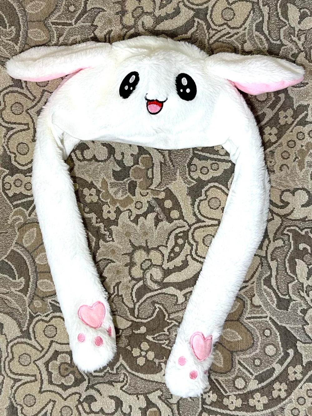 Plush Rabbit Hat Run BTS White Moving Ears Pop-up Ears Hat